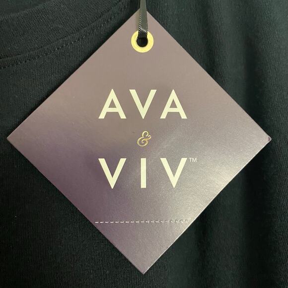 Ava & Viv 2X Black Plus Size T-Shirt Relaxed Fit New With Tags Casual Tee - Picture 4 of 7